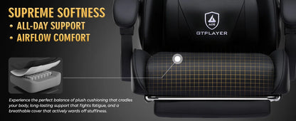 GTPLAYER Gaming chair Ergonomic Office Chair with Loin Support & Massage Function Height Adjustable Upholstered 150 kg