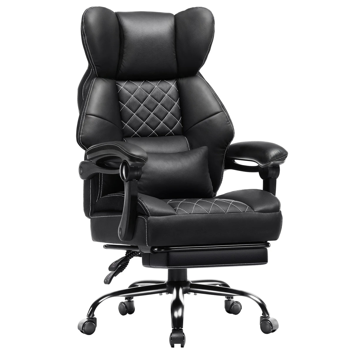 Gtplayer Gaming Chair, Ergonomic Office Chair with Footrest and Lumbar Support, High Back Executive Chair for Tall, Wide Computer Chair, Height Adjustable, Synchronous Armrest, Spring Core Seat