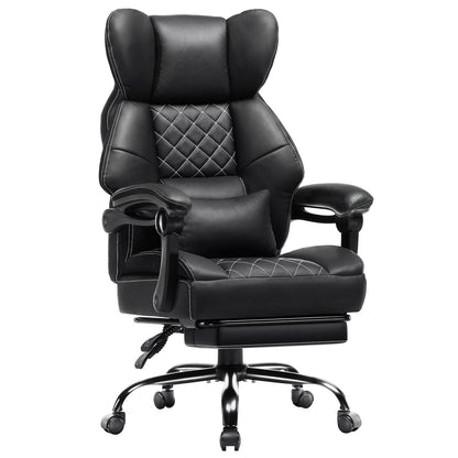 Gtplayer Gaming Chair, Ergonomic Office Chair with Footrest and Lumbar Support, High Back Executive Chair for Tall, Wide Computer Chair, Height Adjustable, Synchronous Armrest, Spring Core Seat