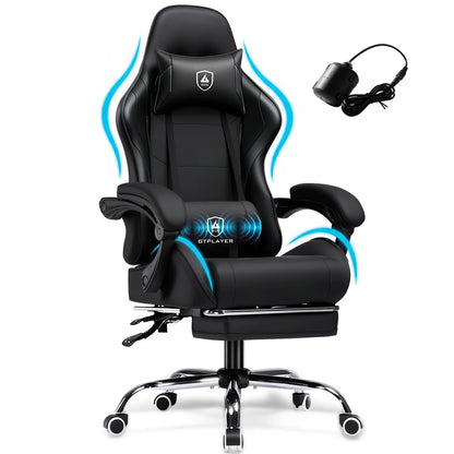 GTPLAYER Gaming chair Ergonomic Office Chair with Loin Support & Massage Function Height Adjustable Upholstered 150 kg