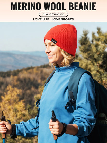 WRELS Merino Wool Beanie for Men Women Soft Fisherman Beanie Warm Knitted Winter Hat Watch Cap Skullie for Cold Weather