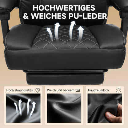 Gtplayer Gaming Chair, Ergonomic Office Chair with Footrest and Lumbar Support, High Back Executive Chair for Tall, Wide Computer Chair, Height Adjustable, Synchronous Armrest, Spring Core Seat