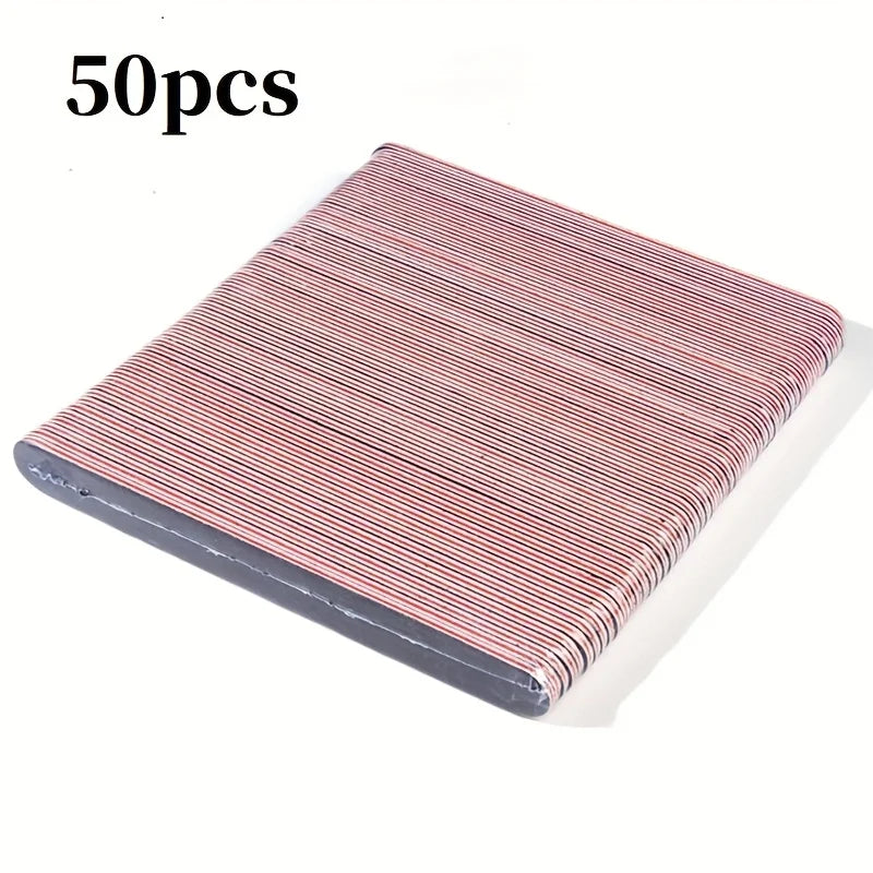 50-100pcs Nail Files, Pro 100/180 Grit Nail File Double Sided for Natural and Acrylic Nails Fingernail Files Gel Nail Pedicure