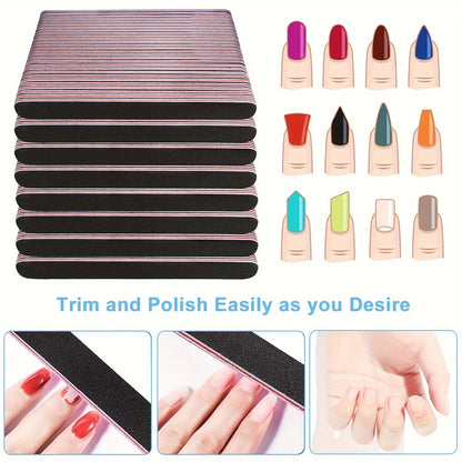 Nagelfiler 50/100-pack – Dubbelsidig 100/180 Korn Professionell för Naturliga & Akrylnaglar Gel Pedikyr