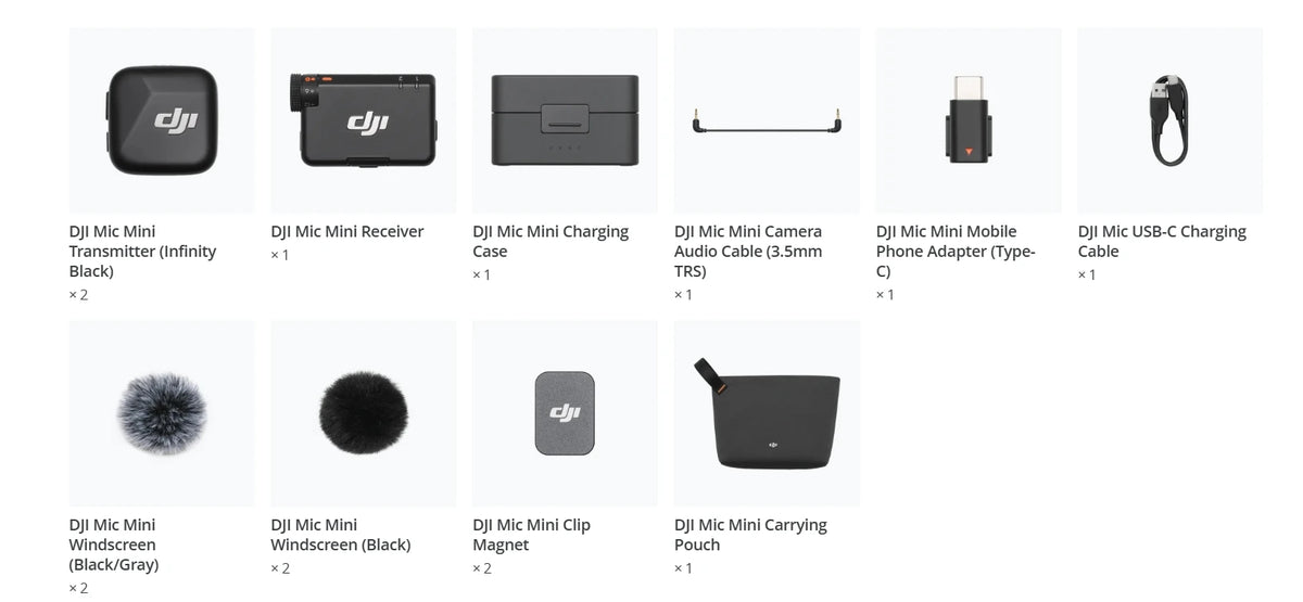 DJI Mic Mini trådlös streamingmikrofon – brusreducering och laddfodral