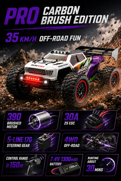 4Wd Brushless Rc Car 75Km/H Metal Differential Shaft Drive Independent Shock Absorbers Led Headlights 2.4g 300m Remote Control Off-Road Hobby Vehicle