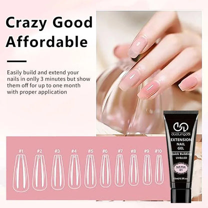 8PCS/Set Poly Extension Gel Set Nail Art Polygels Kit Clear White Color Nail UV Gel Tip Form Acrylic Nail Gel Slice Brush Kit