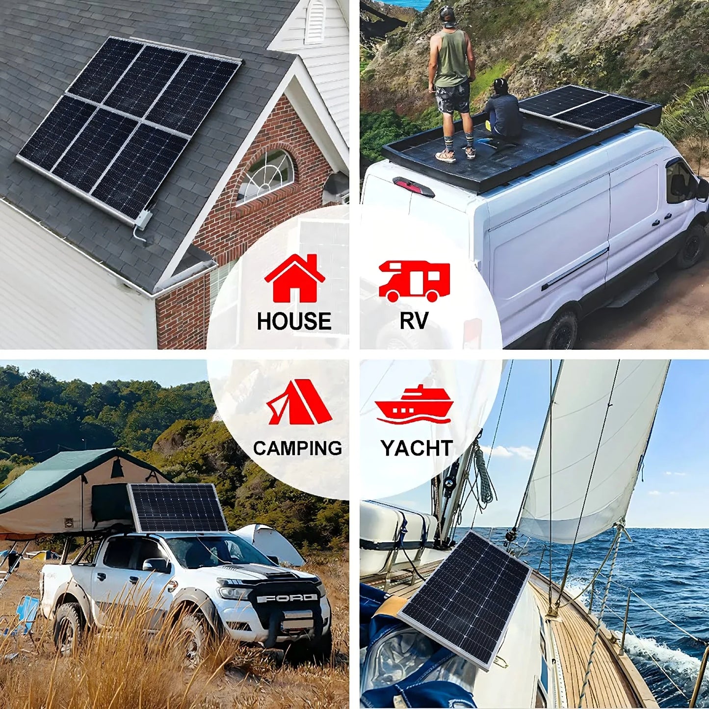 100w 200w Rigid Glass Solar Panel,Efficiency Photovoltaic Solar panel,Waterproof,Durable For Batteries,Outdoors,RV,Boat,Camping
