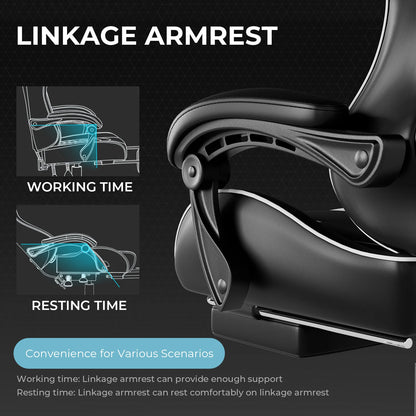 GTPLAYER Gaming chair with massage Lumin cushion & footrest, Ergonomic office chair with padded seat, swivel chair up to 150 kg