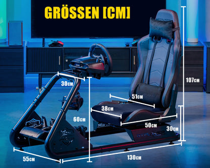 Gtplayer Simulator Cockpit with Speakers Racing Simulator Steering Wheel Stand Compatible with All Popular Wheels, Pedals, and Shifters