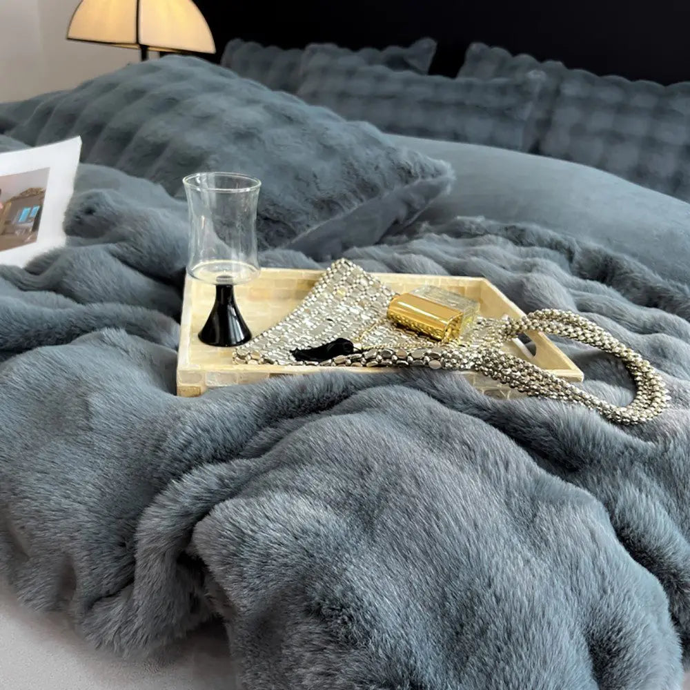 Bäddset i plysch med påslakan och örngott – dragkedjestängning