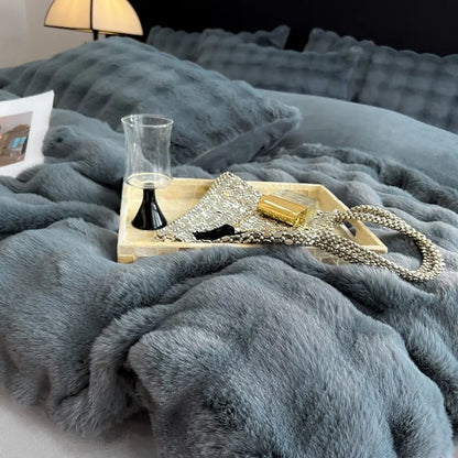 Bäddset i plysch med påslakan och örngott – dragkedjestängning