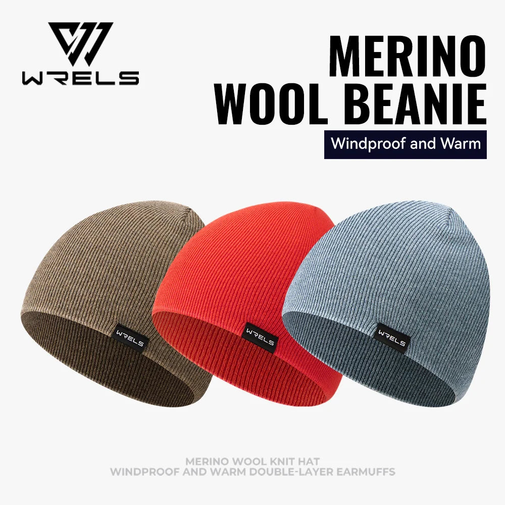 WRELS Merino Wool Beanie for Men Women Soft Fisherman Beanie Warm Knitted Winter Hat Watch Cap Skullie for Cold Weather