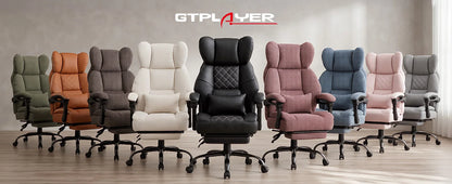 Gtplayer Gaming Chair, Ergonomic Office Chair with Footrest and Lumbar Support, High Back Executive Chair for Tall, Wide Computer Chair, Height Adjustable, Synchronous Armrest, Spring Core Seat