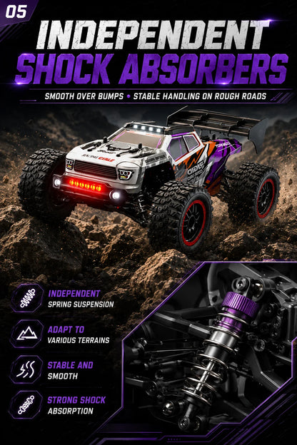 Beginner Friendly 4Wd Rc Off Road Car Carbon Brush Motor Precise Steering Trim Easy Motor Replacement Durable Anti-Loss Shell Hobby Gift for 14+