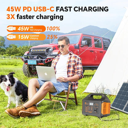 Gaiaray Portable Power Station 500W 300W 200W 100W Solar Generator UPS LiFePO4 Battery LED Light Solar Charging Station for Home Outdoor Emergency Power Bank