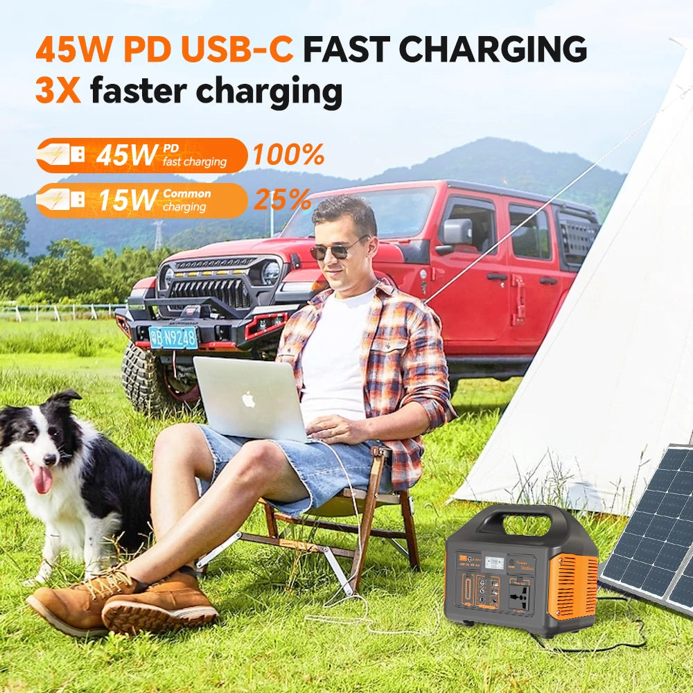 GaiaRay 500W 300W Portable Power Station AC 220V Solar Generator LiFePO4 Battery Emergency Power Plant Outdoor Fishing Tool LED