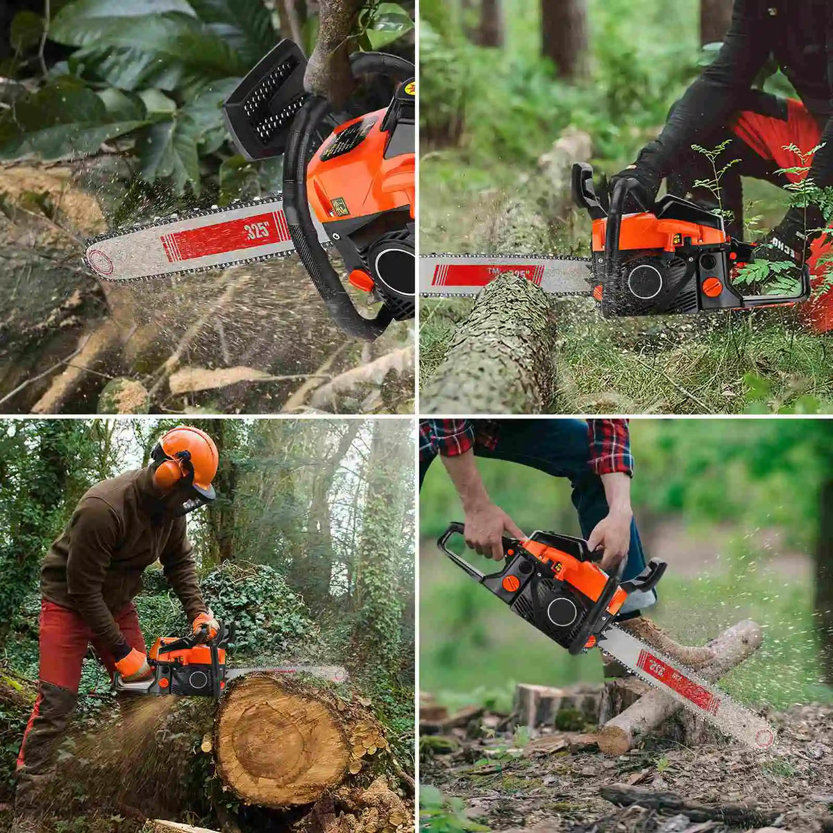 High Power 2 Stroke Gasoline Chainsaw Petrol Chain Saw Wood Cutting Tool Heavy Duty Logging Chainsaw Garden Pruning Saw Tree Cutting Machine Anti Slip Handle Home Farm Forestry Wood Cutter Professional Outdoor Power Tool Effi
