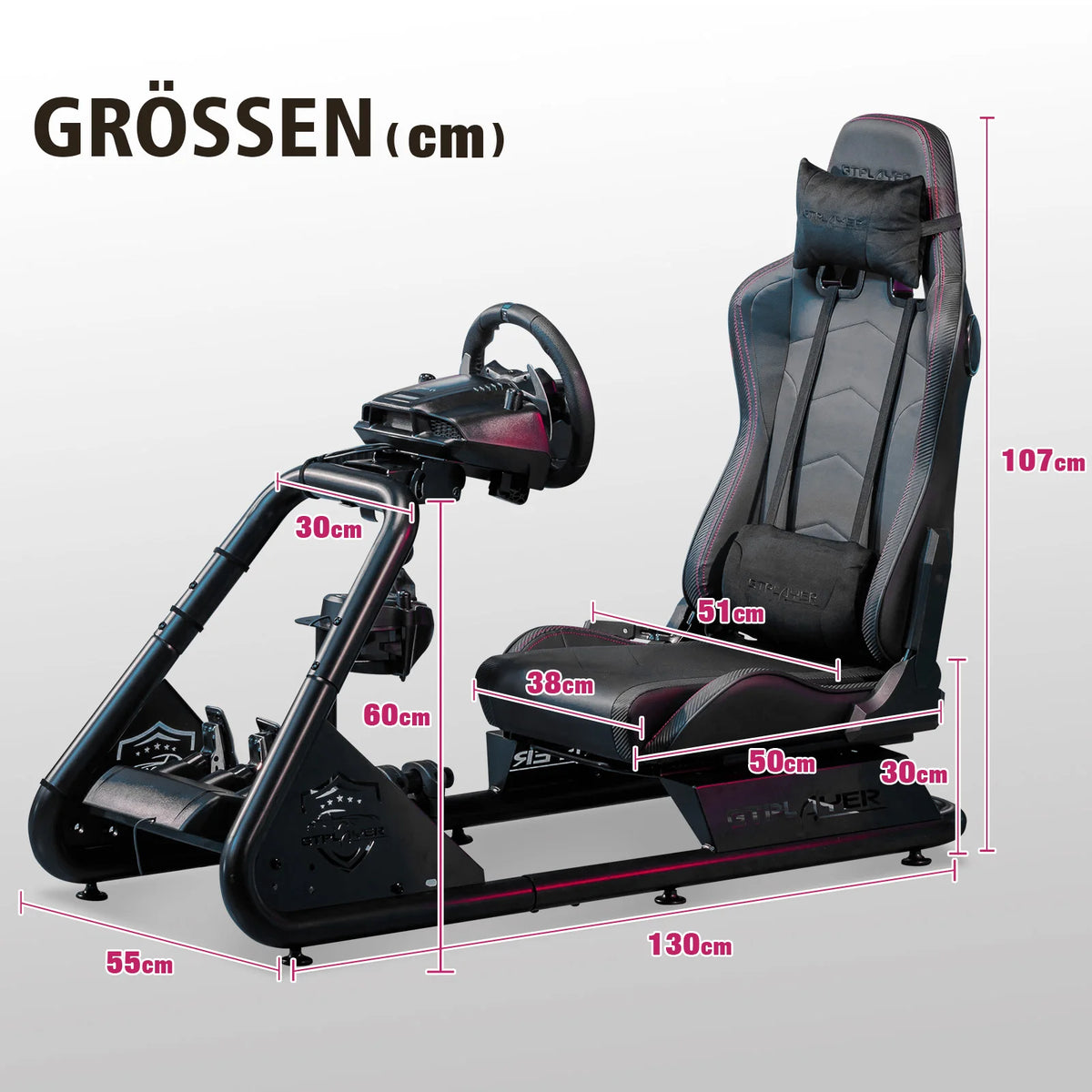 Luckracer Sim Racing Cockpit Simulator Cockpit Racing Simulator Steering Wheel Stand with Speakers Steering Wheel and Pedal Stand