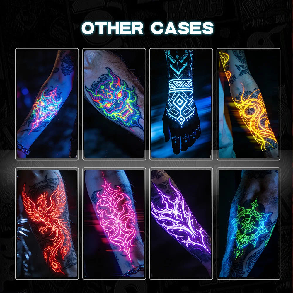 UV Airbrush Tattoo Ink 15ml Fluorescent Body Paint for Festival Waterproof Temporary Tattoo Last 3–7 Days Skin Safe Easy Removal