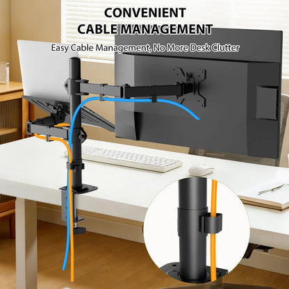 Ergonomisk Monitorarm för Skrivbord 13–27" – VESA 75x75/100x100 Justerbar Höjd Kabelhantering 8kg Stål EU-lager Polen