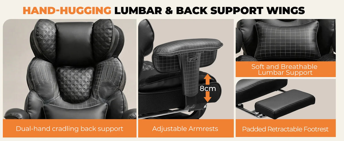 Comhoma Ergonomic Gaming Chair, Office Chair 400 Lb, with Adjustable Lumbar Support & Footrest, Hybrid Design,High Back Executive Chair