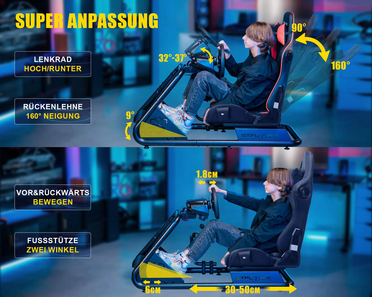 Gtplayer Simulator Cockpit with Speakers Racing Simulator Steering Wheel Stand Compatible with All Popular Wheels, Pedals, and Shifters