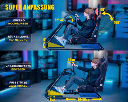 Gtplayer Simulator Cockpit with Speakers Racing Simulator Steering Wheel Stand Compatible with All Popular Wheels, Pedals, and Shifters