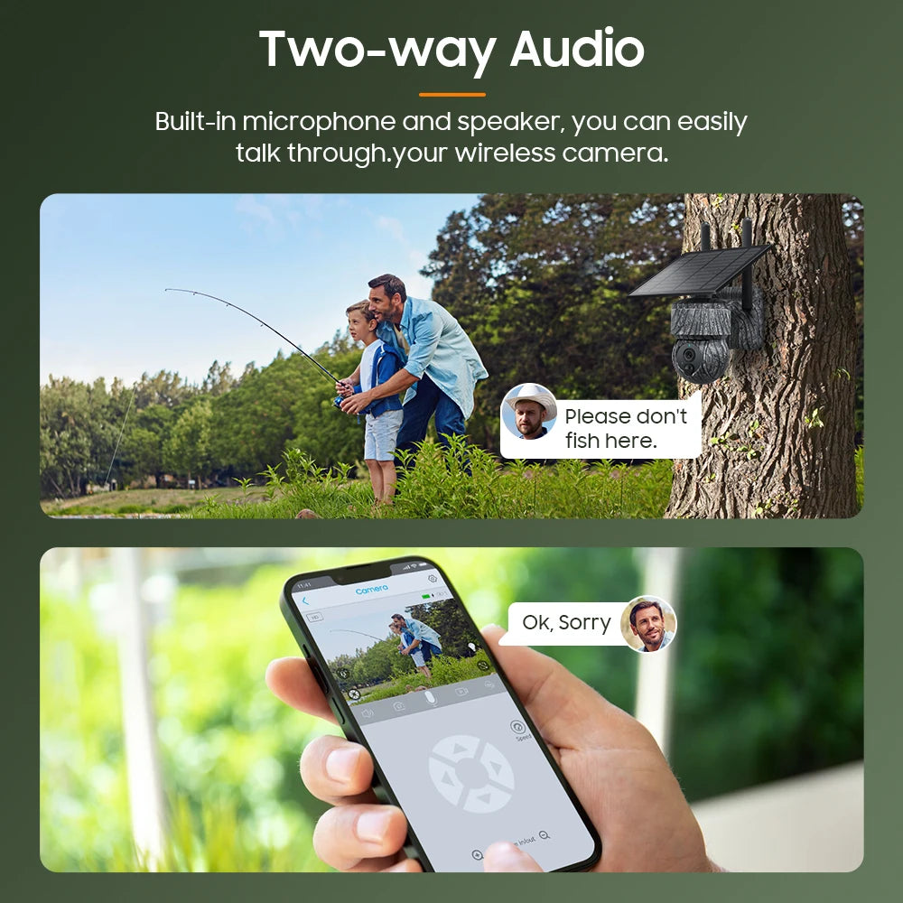 5MP 4G Solar Hunting Camera with High Definition Image Solar Panel Two-Way Audio Security CCTV Battery Camera IP66 Waterproof  + V380 Pro 12MP 10× Zoom Triple‑Lens 4G Solar‑Powered Outdoor Triple‑Screen CCTV Security C