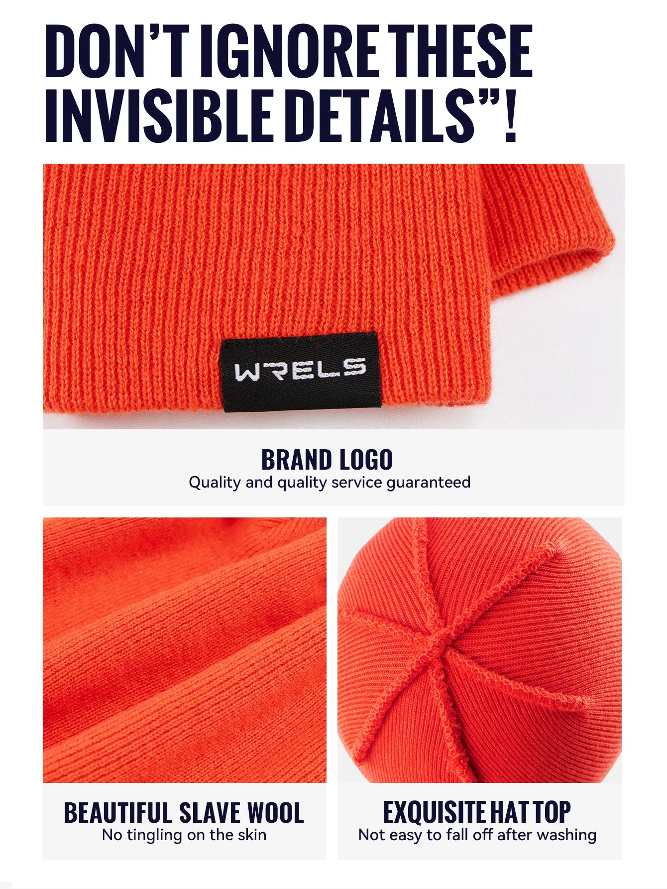 WRELS Merino Wool Beanie for Men Women Soft Fisherman Beanie Warm Knitted Winter Hat Watch Cap Skullie for Cold Weather