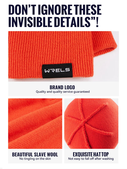 WRELS Merino Wool Beanie for Men Women Soft Fisherman Beanie Warm Knitted Winter Hat Watch Cap Skullie for Cold Weather