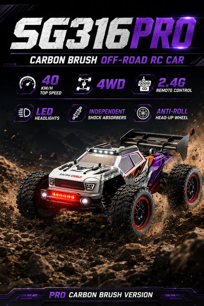 Beginner Friendly 4Wd Rc Off Road Car Carbon Brush Motor Precise Steering Trim Easy Motor Replacement Durable Anti-Loss Shell Hobby Gift for 14+