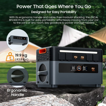 Oscal BP2400pro Portable Power Station 2016Wh Expansion Battery Pack for For PowerMax 2400 pro Solar Generator,1.2H Fast Charge,Dual Speakers,Smart APP Control&Monitoring,,3500+ Cycles for Outdoor Camping RV Home Backup