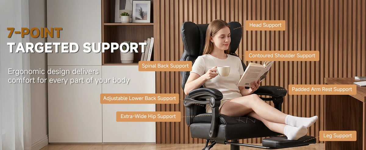 Gtplayer Gaming Chair, Ergonomic Office Chair with Footrest and Lumbar Support, High Back Executive Chair for Tall, Wide Computer Chair, Height Adjustable, Synchronous Armrest, Spring Core Seat