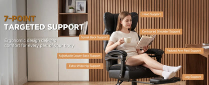 Gtplayer Gaming Chair, Ergonomic Office Chair with Footrest and Lumbar Support, High Back Executive Chair for Tall, Wide Computer Chair, Height Adjustable, Synchronous Armrest, Spring Core Seat