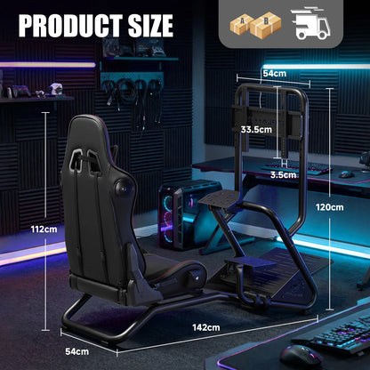 Luckracer Sim Racing Cockpit Simulator Cockpit Racing Simulator Steering Wheel Stand with Speakers Steering Wheel and Pedal Stand