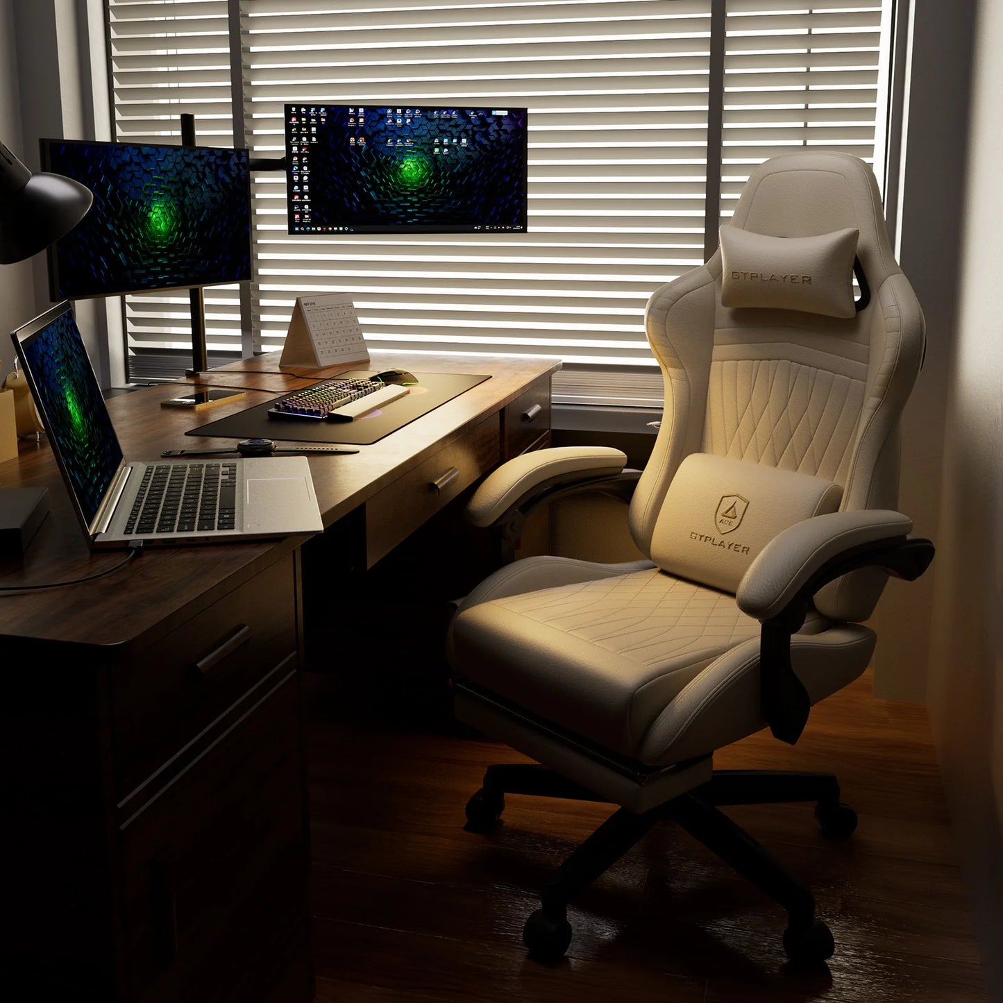 GTPLAYER Gaming chair Ergonomic Gaming armchair Desk chair PC Footrest loudspeaker Music Office chair up to 150kg