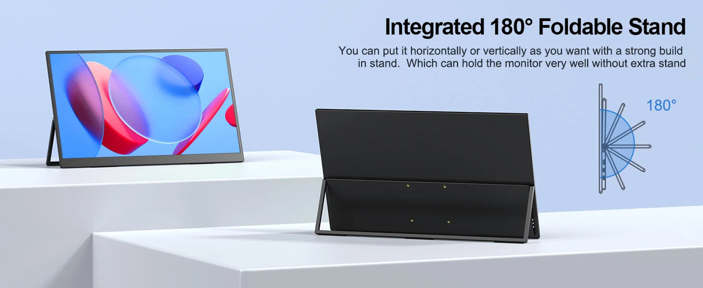 UPERFECT 18,5" Portabel Monitor IPS FHD 1080P – 120Hz AMD FreeSync HDR400 USB-C HDMI VESA Inbyggda Högtalare EU-lager