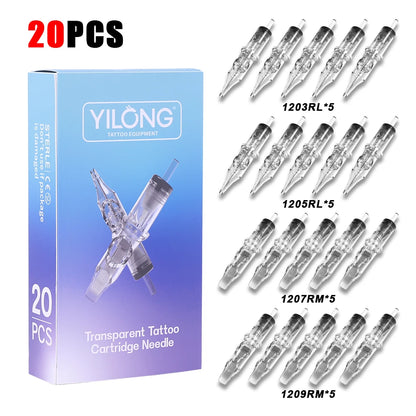 50/20PCS MIX Tattoo Cartridge Needles Individual Package Disposable Sterile Transparent Tattoo Needles  for Tattoo Pen Machine