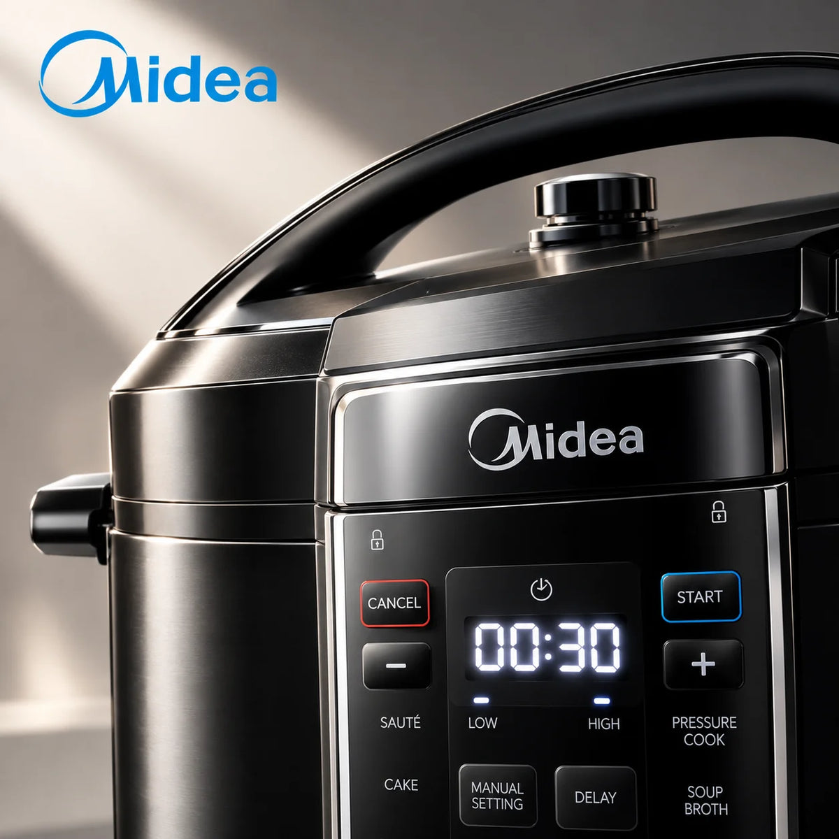 Midea Electric Pressure Cooker 6L 1200W Multicooker, 12 Cooking Programs, 24H Timer Keep Warm, Safety Valve, Electric Pressure Cooker for Soup Rice Yogurt Cake Household
