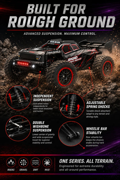 4Wd Brushless Rc Car 75Km/H Metal Differential Shaft Drive Independent Shock Absorbers Led Headlights 2.4g 300m Remote Control Off-Road Hobby Vehicle