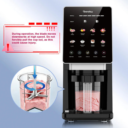 Teendow KF-2501U1 Ice Cream Maker with 8 Preset Programs, Self-Cleaning, Mix-In & Re-Spin Functions, Home Countertop Model