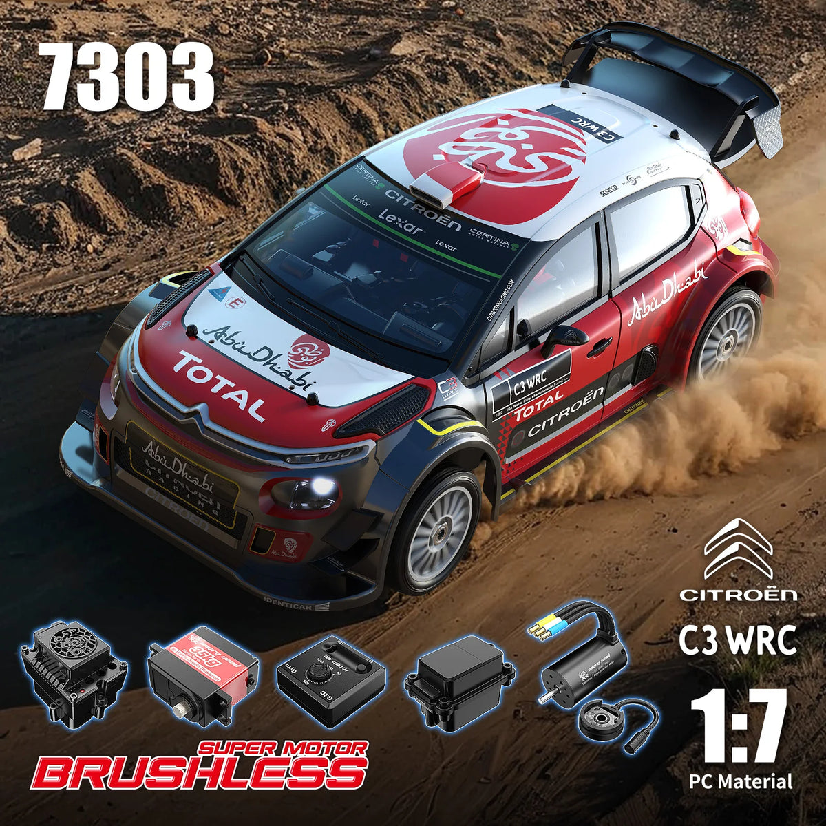 Hyper Go MJX 7303 1/7 RC Car 4WD 60KM/H Brushless High-Speed Off-Road Racing C3 Simulation Citroen Drift Car Climbing Car