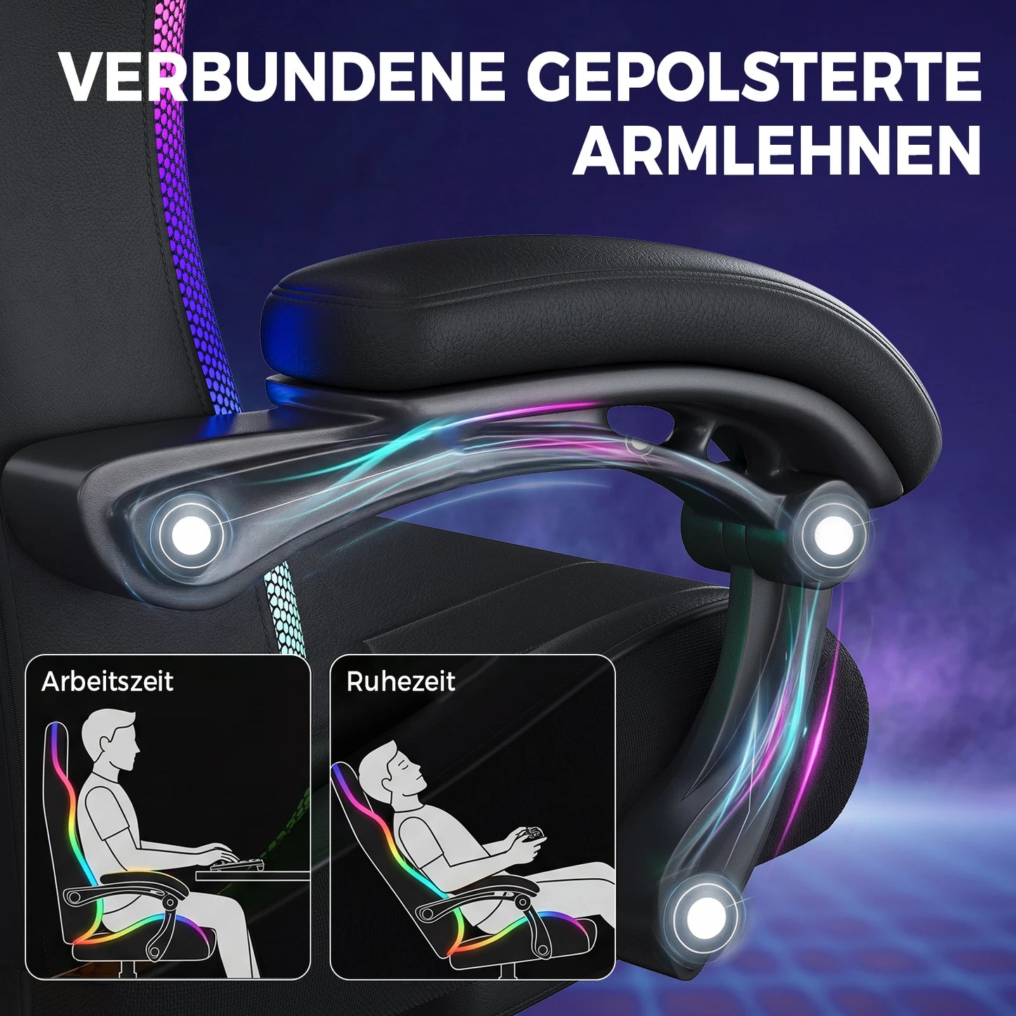 GTPLAYER Gaming Chair, Office Chair, Gaming Chair with LED Light Bar and Massage Function, Gamer Chair, Backrest with Storage Bag Ergonomic PC Chair with Remote Control