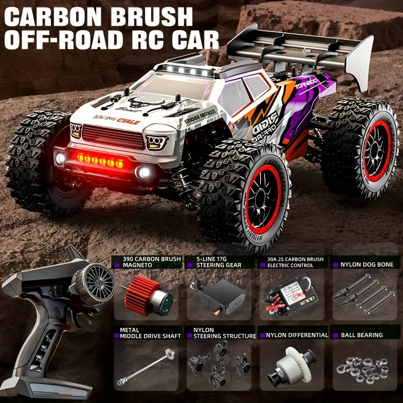 Beginner Friendly 4Wd Rc Off Road Car Carbon Brush Motor Precise Steering Trim Easy Motor Replacement Durable Anti-Loss Shell Hobby Gift for 14+