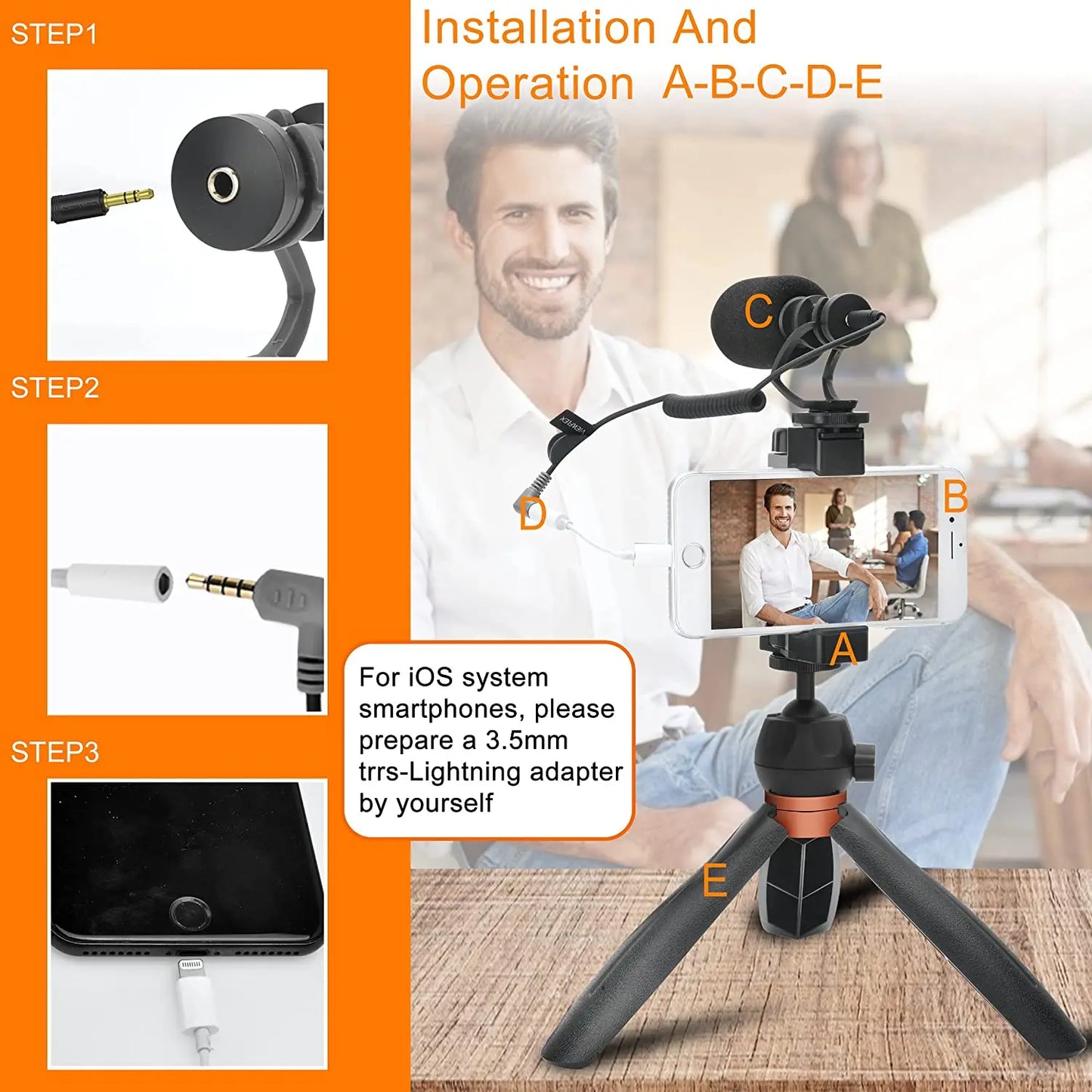 COMICA CVM-VM10-K2 PRO Smartphone Video Rig with Tripod, External Shotgun Mic, Vlogging Kit for iPhone Android Tiktok YouTube