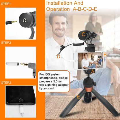 COMICA CVM-VM10-K2 PRO Smartphone Video Rig with Tripod, External Shotgun Mic, Vlogging Kit for iPhone Android Tiktok YouTube