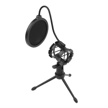 Desktop Microphone Tripod Stand, Height Adjustable, for Computer Recording and Live Streaming, Includes Windproof Cover and Anti-Pop Set