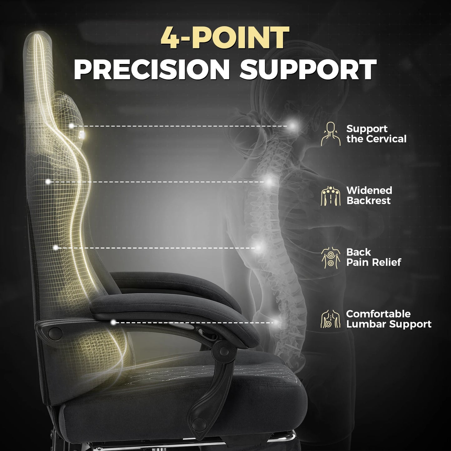 GTPLAYER Gaming chair fabric Gaming Chair Ergonomic office boot PC chair, Adjustable and Rotatable Desk Chair
