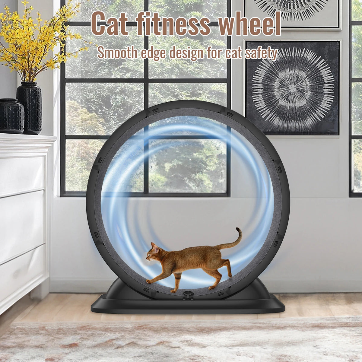 Warmom löphjul för katt med avtagbar matta – 85 × 80 × 33 cm